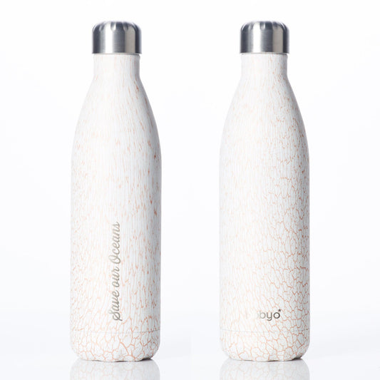 'Future' 25 oz White Travel Bottle and 'Feather' Carry Cover by BBBYO-BBBYO