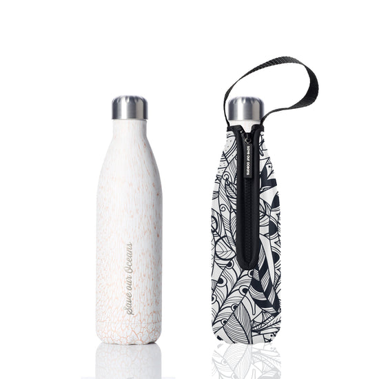 'Future' 25 oz White Travel Bottle and 'Feather' Carry Cover by BBBYO-BBBYO